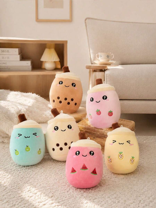 Cute Plush Fruit Bubble Tea Cup Doll - Adorable Plush Doll, Bag Charm and Wallet
