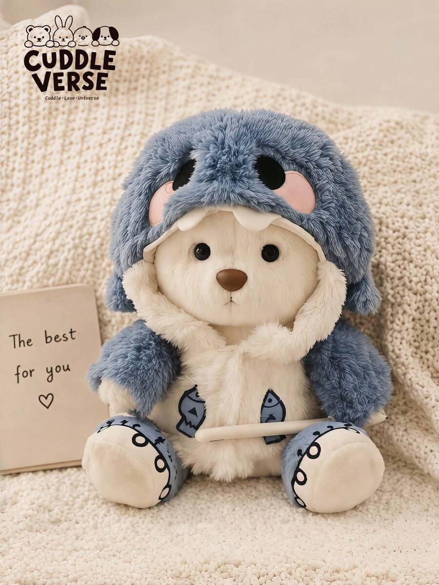 11 02 Inch Cute Shark Cosplay Teddy Bear Plush Doll Detachable Clothing Can Be Used As Pillow Cute Birthday Gift And Roo