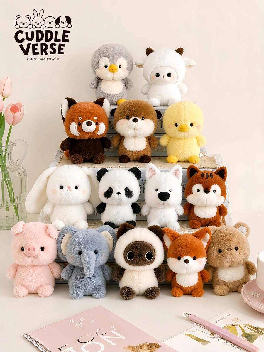 6.69 Inch Cute Animal Doll Desktop Ornament, Super Soft And Fluffy Silicone Body Plush, Office Accessory, Room Decoratio