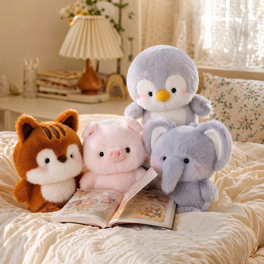 6.69 Inch Cute Animal Doll Desktop Ornament, Super Soft And Fluffy Silicone Body Plush, Office Accessory, Room Decoratio