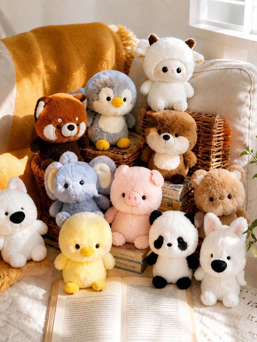 6.69 Inch Cute Animal Doll Desktop Ornament, Super Soft And Fluffy Silicone Body Plush, Office Accessory, Room – Bumble &