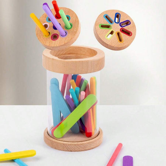 Wooden 2 In 1 Color Sorting Toy Suitable For Toddlers And Preschoolers Develop Fine Motor Skills Sensory Travel Toy For 