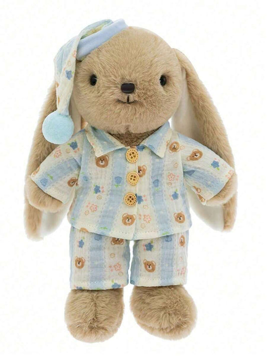 1pc 25cm 9 84in Cute Long Eared Rabbit Plush Doll Multiple Outfit Series Pajama Style Plaid Skirt Style Soft Plush Gift 