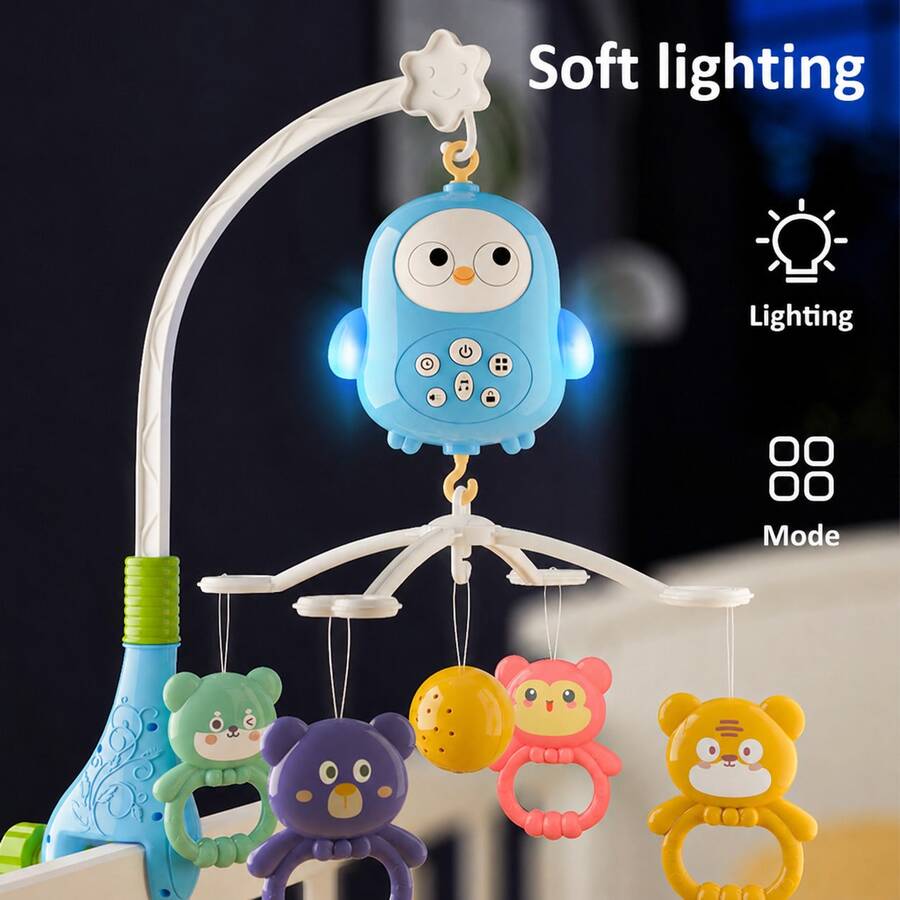 Baby Crib Hanging Mobile Toy With Rotatable Adjustable Pendant Soft Light Music Box Adjustable Volume Soothing Toy Ideal