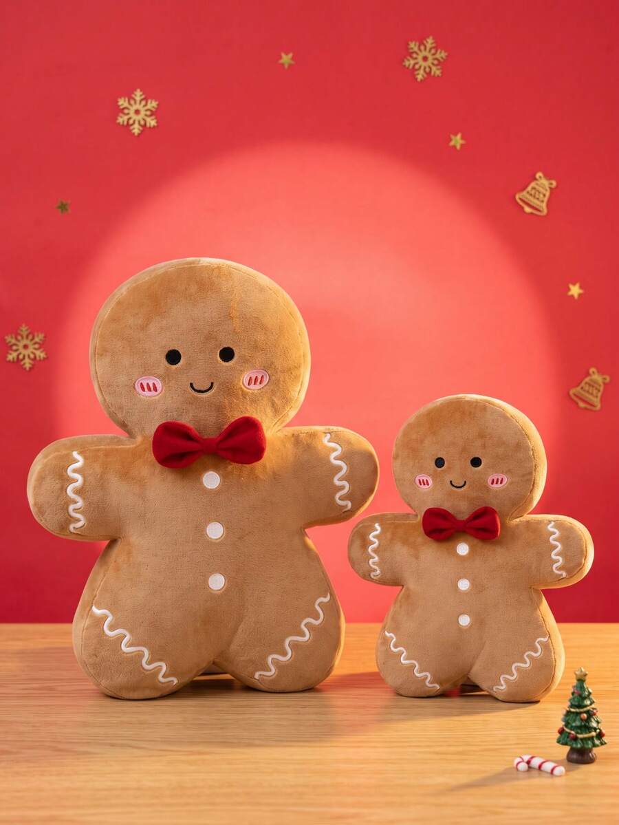 Large Gingerbread Man Plush Doll - Super Soft Fluffy Christmas Stuffed Doll
