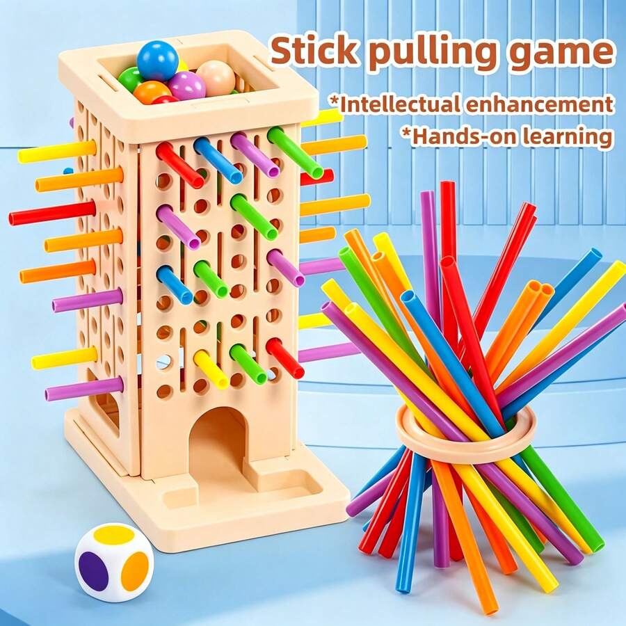 Stick-Pulling Tower Game, Educational Building Blocks Toy, Sorting, Stacking & Building, Jenga Style Game – Bumble & Bear