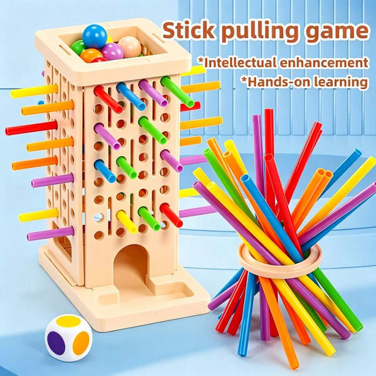Stick-Pulling Tower Game, Educational Building Blocks Toy, Sorting, Stacking & Building, Jenga Style Game – Bumble & Bear