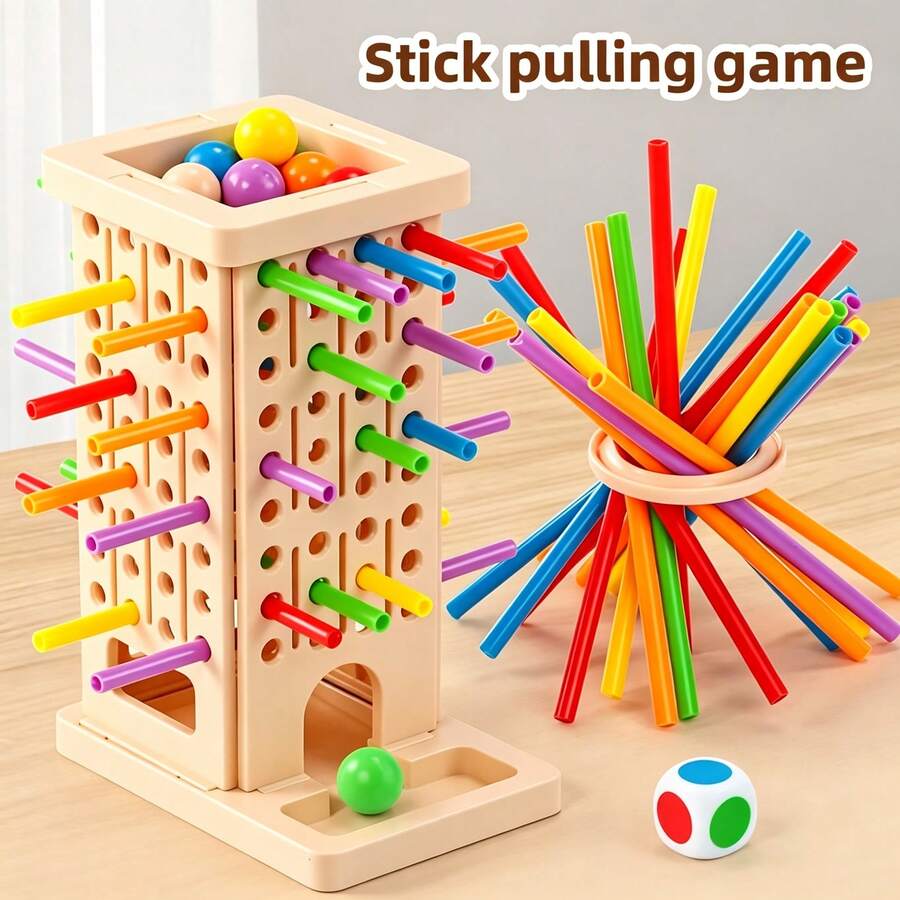 Stick-Pulling Tower Game, Educational Building Blocks Toy, Sorting, Stacking & Building, Jenga Style Game – Bumble & Bear