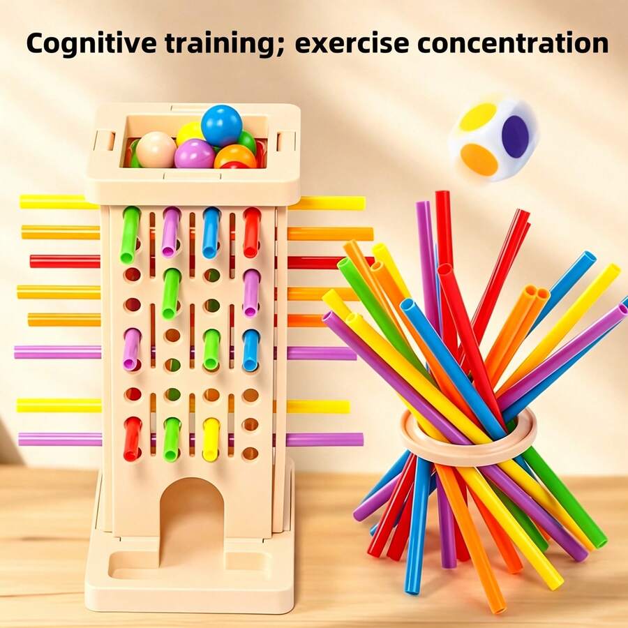 Stick-Pulling Tower Game, Educational Building Blocks Toy, Sorting, Stacking & Building, Jenga Style Game – Bumble & Bear