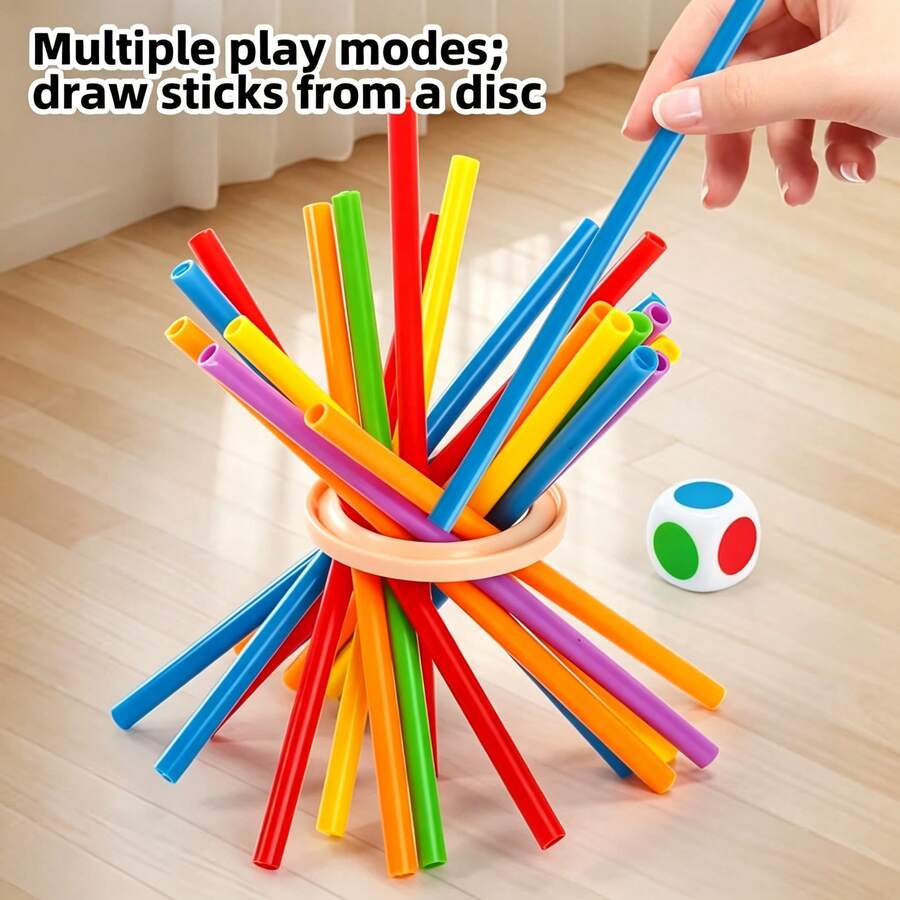 Stick-Pulling Tower Game, Educational Building Blocks Toy, Sorting, Stacking & Building, Jenga Style Game – Bumble & Bear