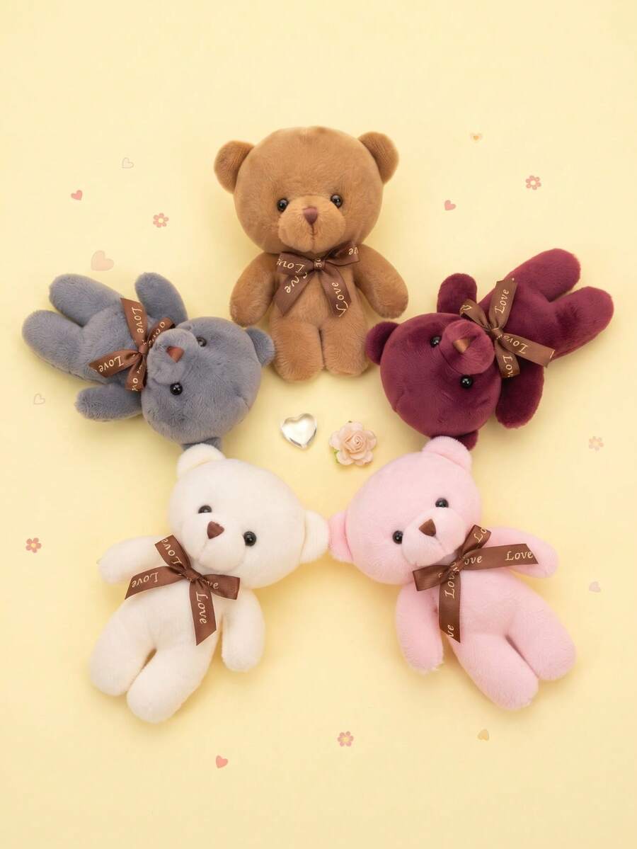 Small Teddy Bear Plush Doll With Bow Tie, Soft Fluffy Stuffed Bear, Bag Charm, Party Favors, Birthday Gift – Bumble &