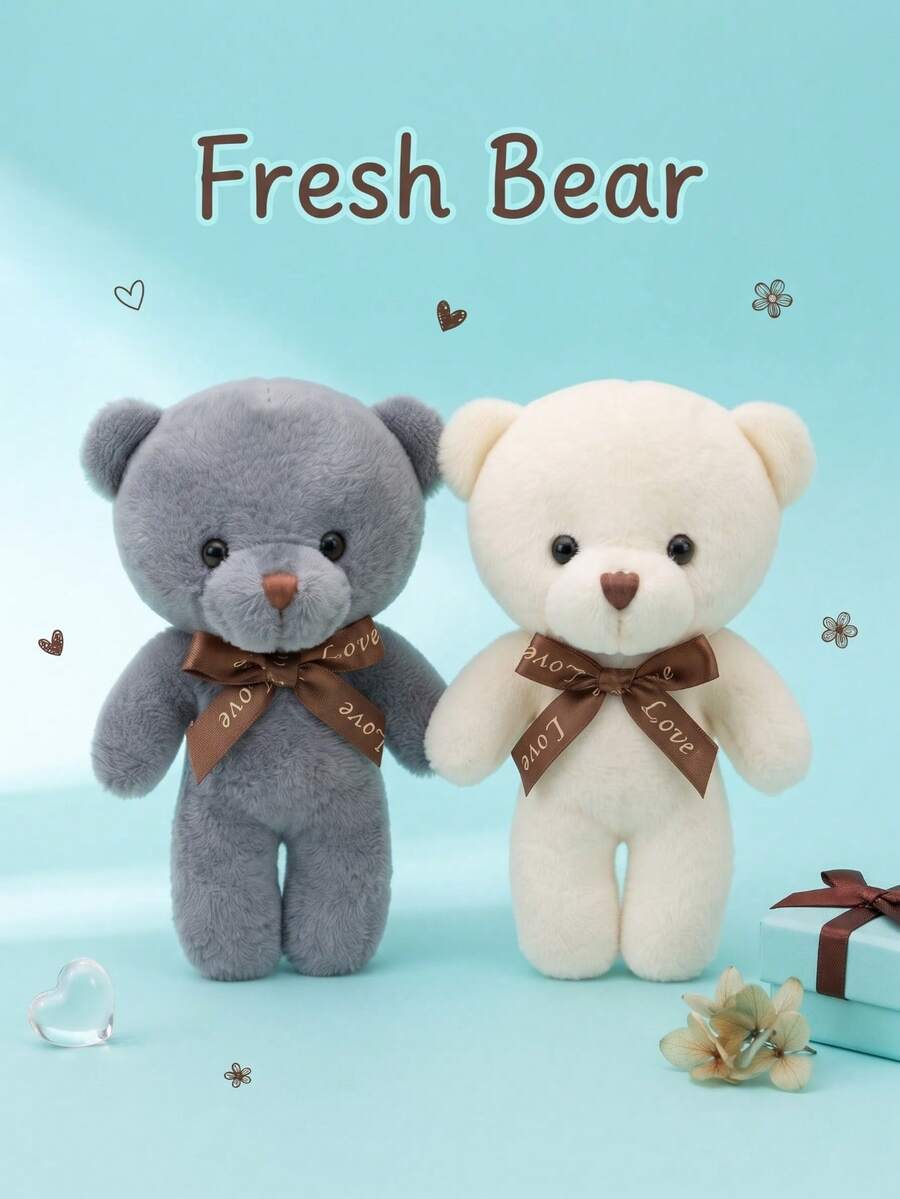 Small Teddy Bear Plush Doll With Bow Tie, Soft Fluffy Stuffed Bear, Bag Charm, Party Favors, Birthday Gift – Bumble &