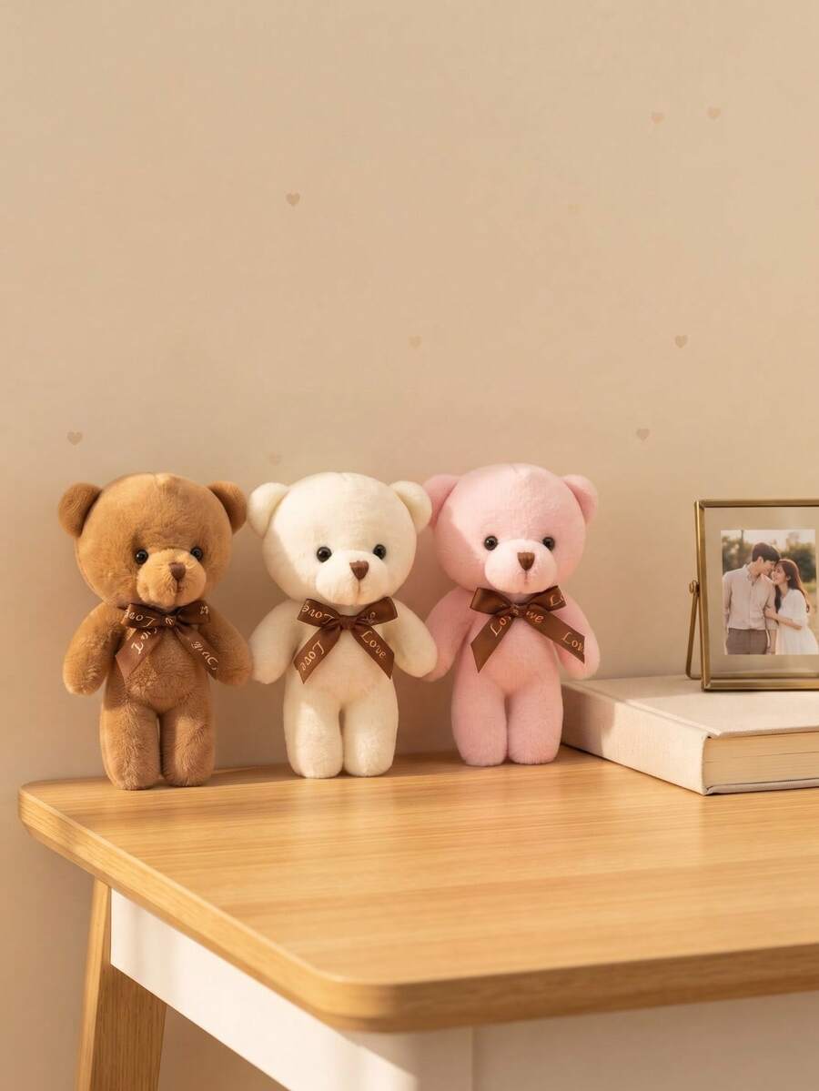 Small Teddy Bear Plush Doll With Bow Tie, Soft Fluffy Stuffed Bear, Bag Charm, Party Favors, Birthday Gift – Bumble &